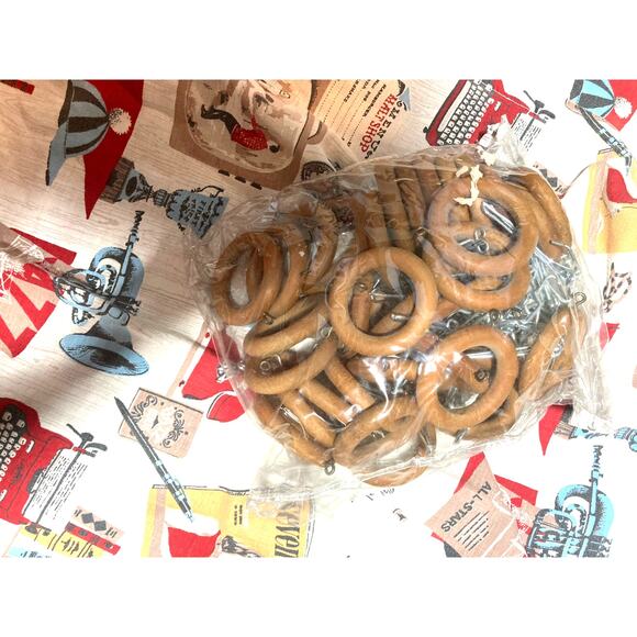 Curtains Vintage Print 1950's Nostalgia Wooden Rings & Fasteners (4)Panels - Picture 6 of 10